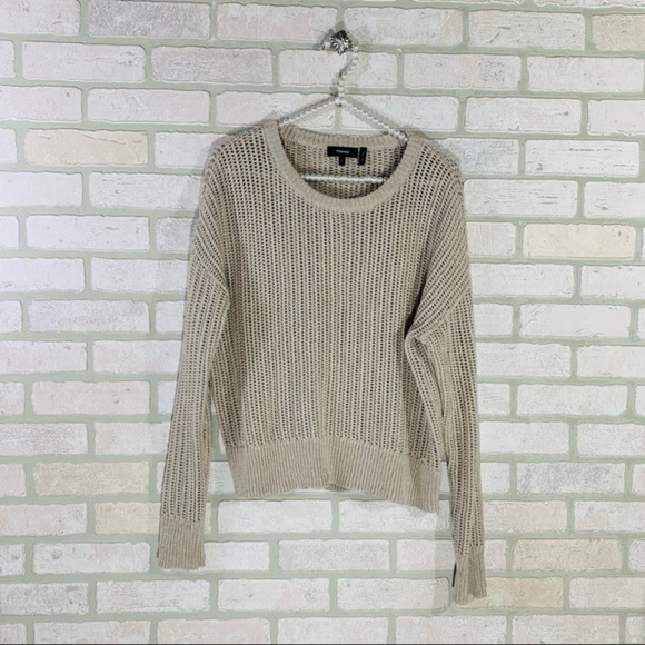Theory Arshan Open Knit Pullover Sweater in Oatmeal Size L - Picture 4 of 13